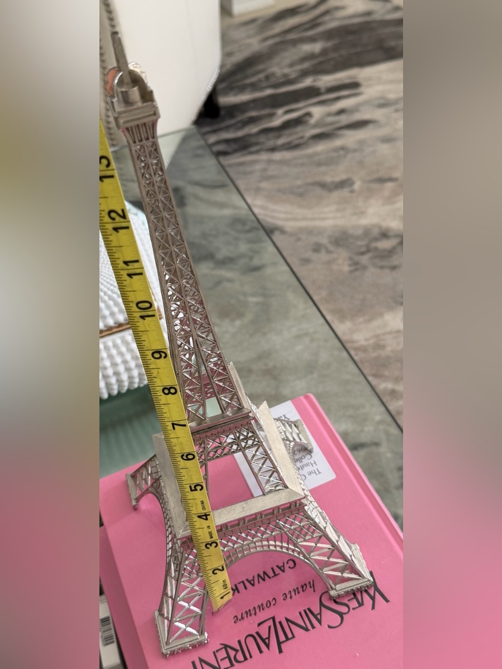 15" Eiffel Tower Statue Decor Alloy Metal, Silver - Picture 7 of 11